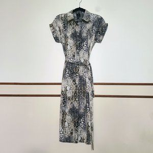 Jules & Leopold Button Down Collar Snakeskin Shirt Dress